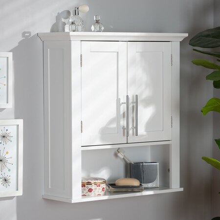 Baxton Studio Turner Modern and Contemporary White Finished Wood 2-Door Bathroom Wall Storage Cabinet 189-11337-ZORO